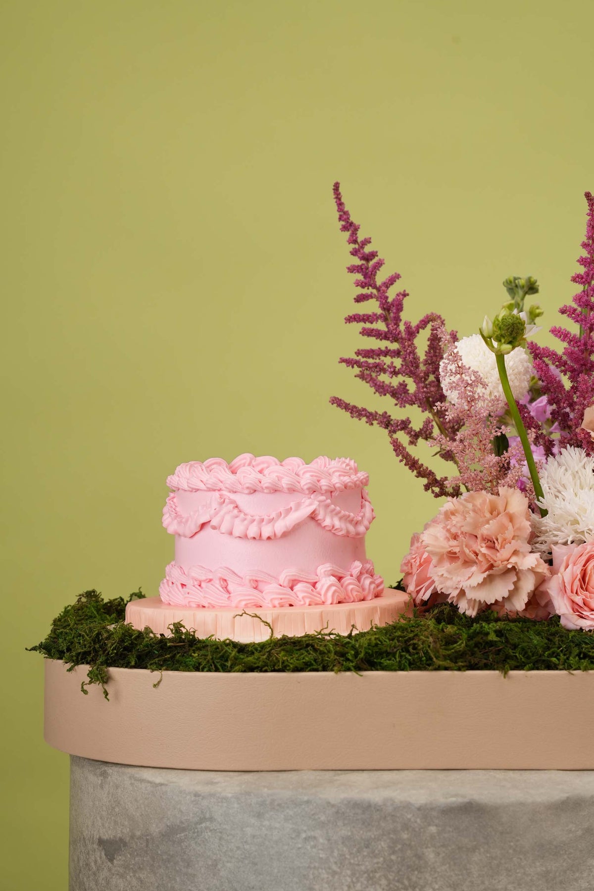 Rosé Dreams Floral Tray with Vintage Mini Cake